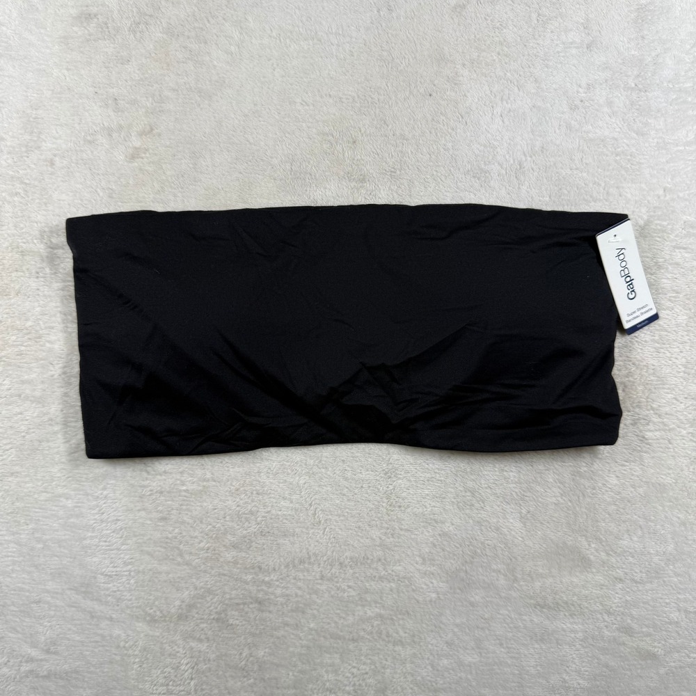 GapBody Super Stretch Bandeau Bralette Black Strapless Wireless Bra Medium NWT